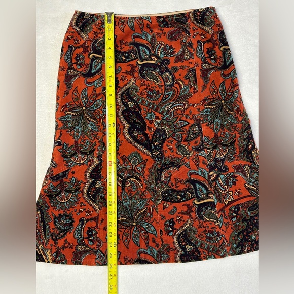 HAROLD’S‎ Vintage Cotton Corduroy Paisley Print A-line Midi Skirt - Picture 13 of 13